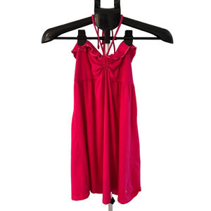 VICTORIA’S SECRET PINK HOT PINK RUFFLE TOP HALTER NECK DRESS